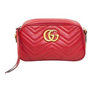 Gucci GG Marmont Red Leather Cross Body Bag - 447632